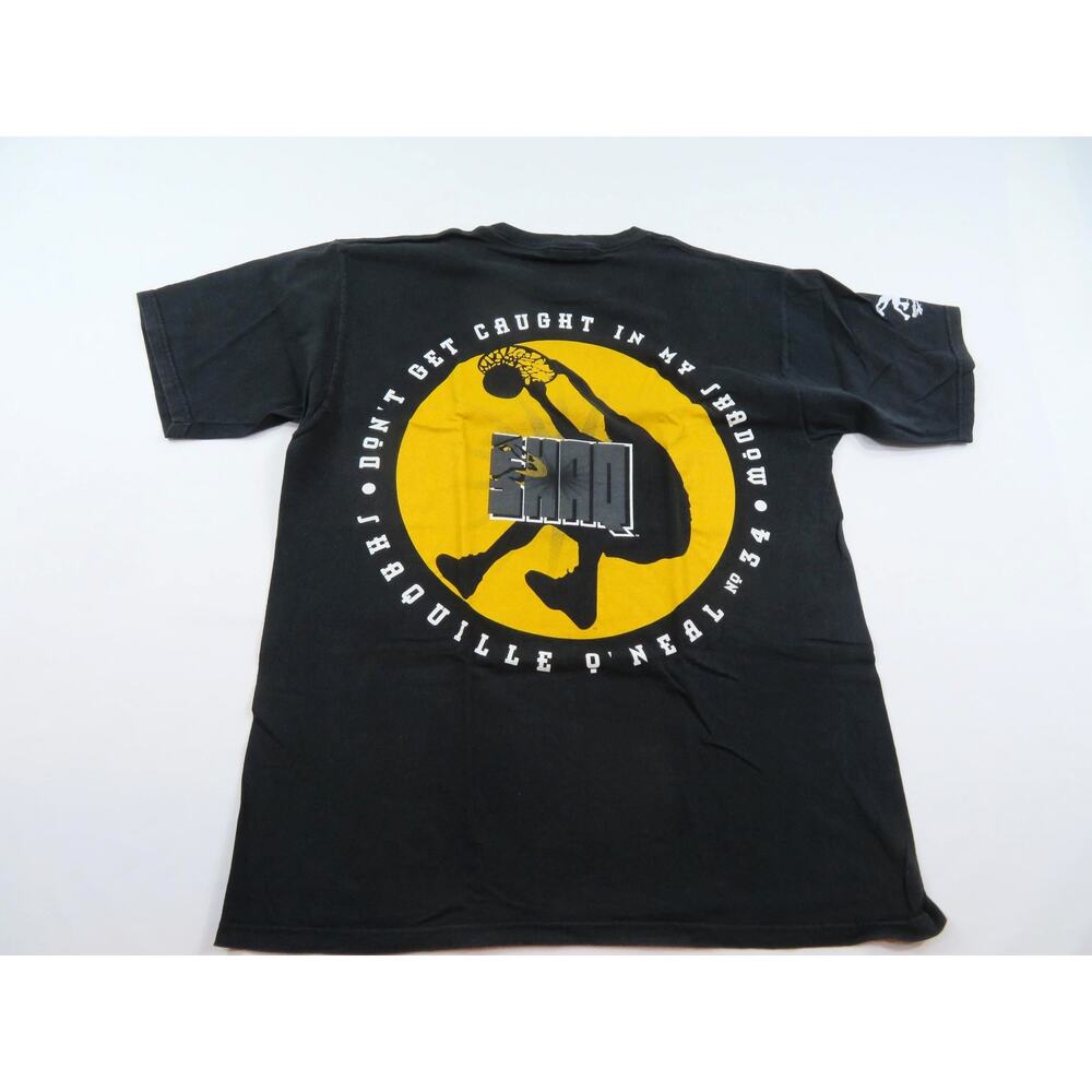 SHAQ T-Shirt, Reebok Shaquille O'Neal #34, Black Gold Graphic, Sz XL 1990s